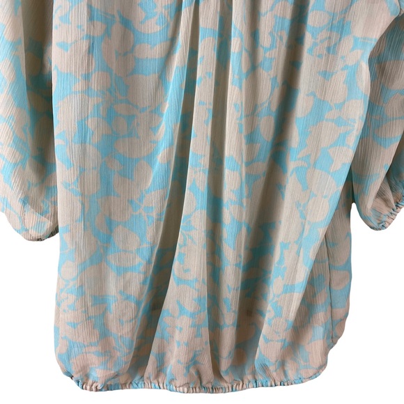 Lane Bryant Tan Blue Sheer Blouse Top 14 16 - Picture 3 of 8